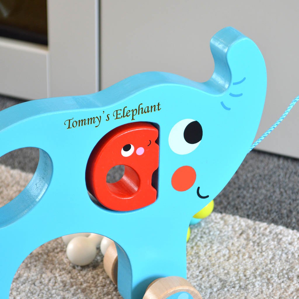 Personalised Toy Pull Along Elephants