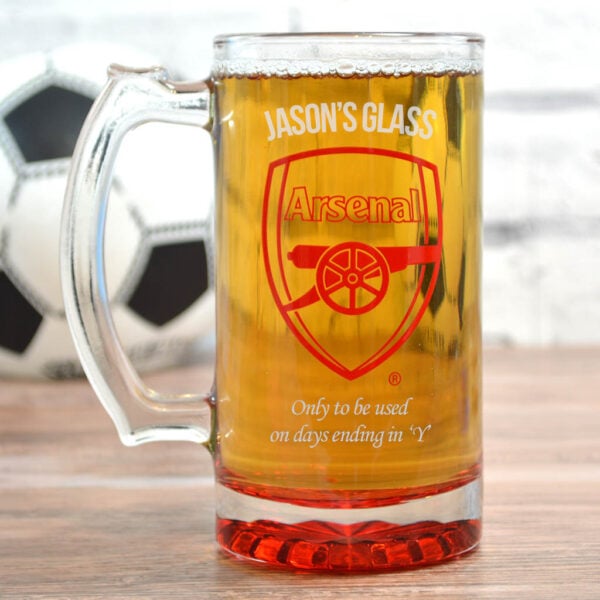 Engraved Arsenal Pint Glass Tall Tankard