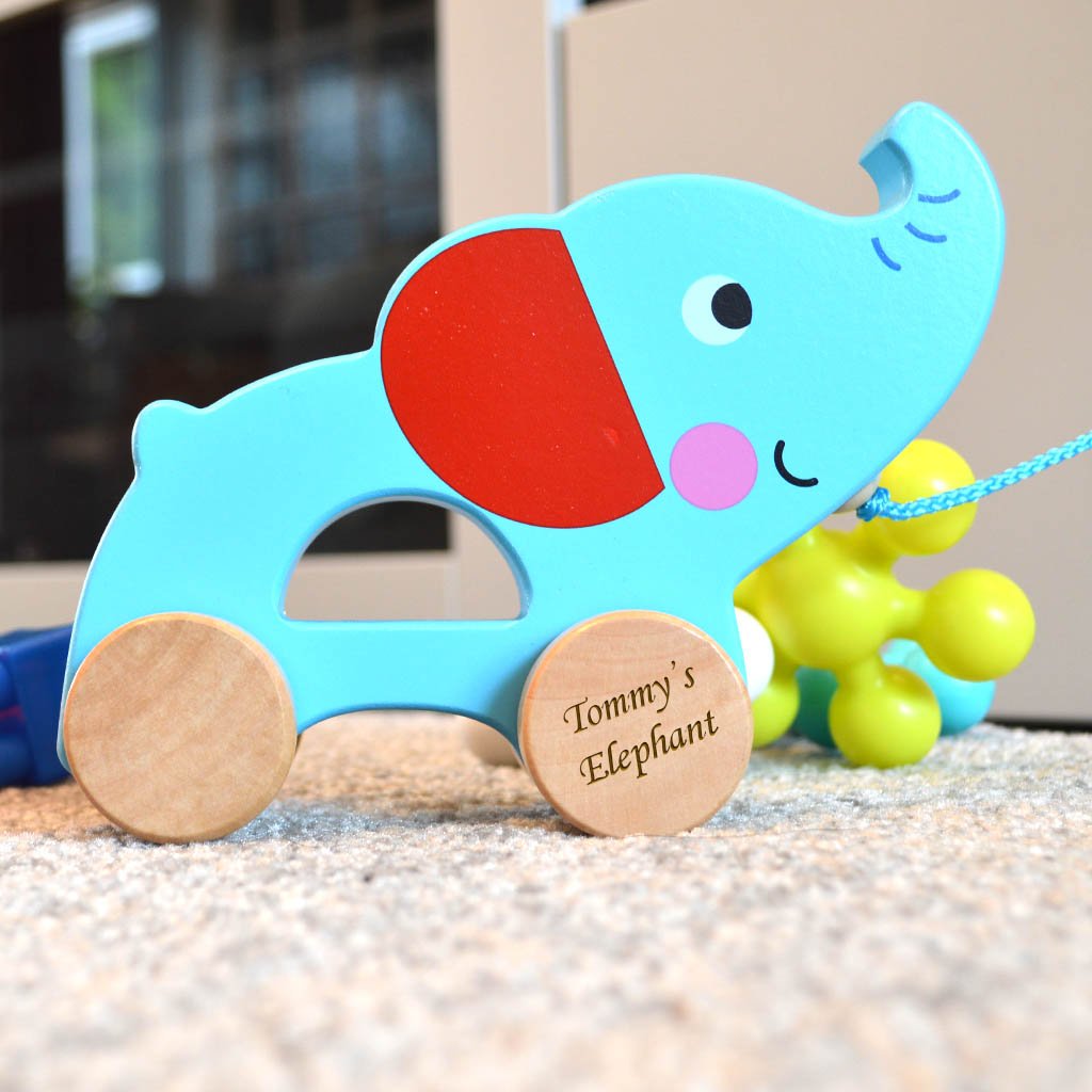 Personalised Toy Pull Along Elephant