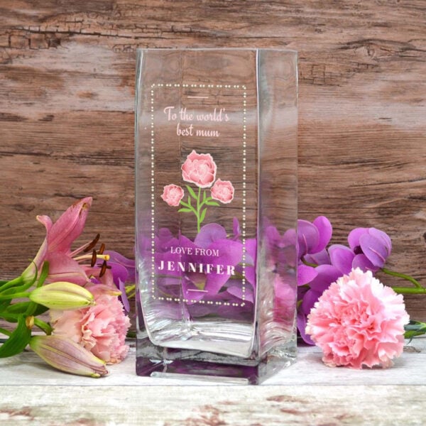 January Birth Flower Glass Vase Jpg