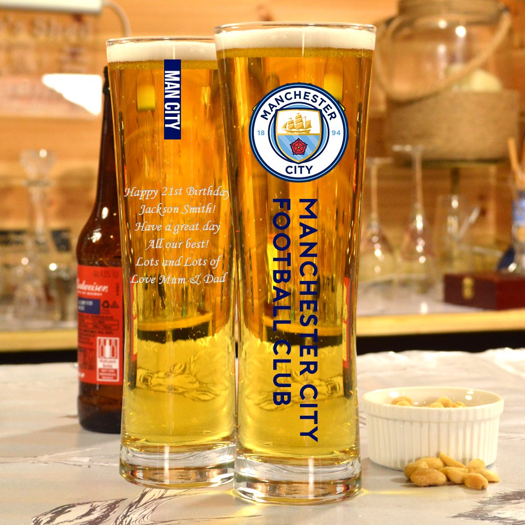 Manchester City Official Peroni Style Pint Glass - Multi-Colour  : Sports & Outdoors