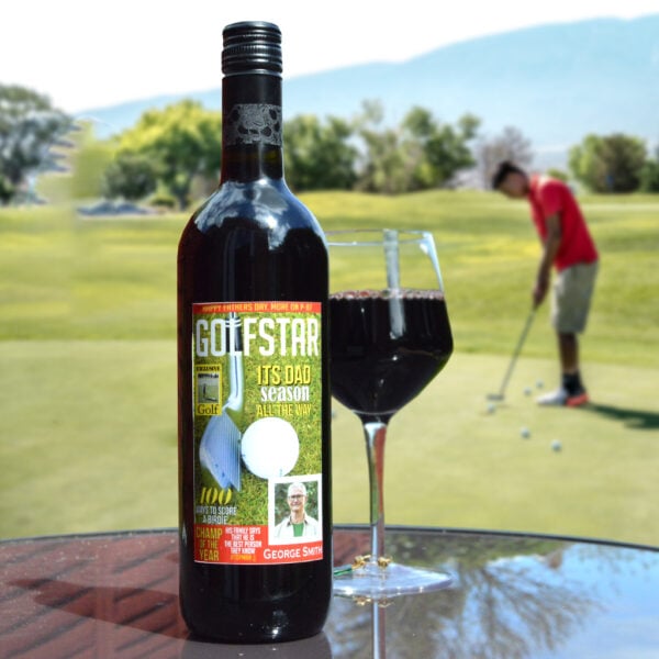 Personalised Wine With Father's Day Golf Label