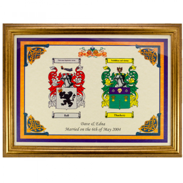 double coat arms gold frame