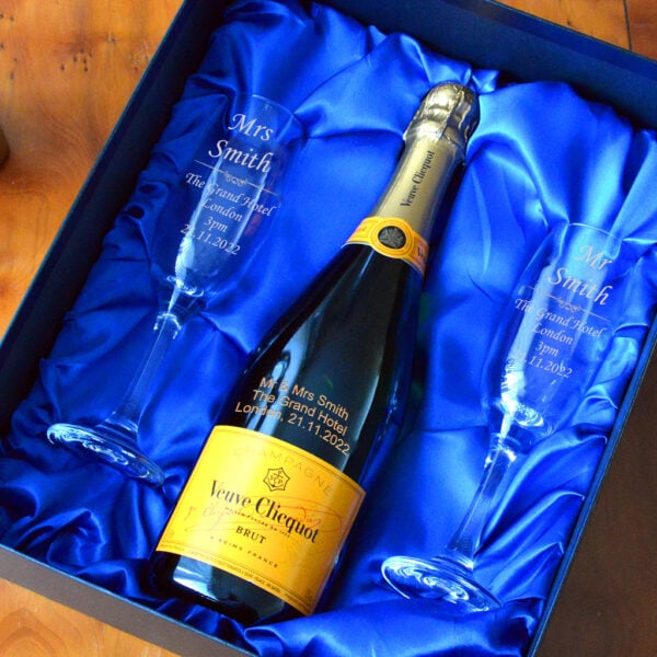 Personalised Veuve Clicquot Champagne Gift Set with Engraved Champagne