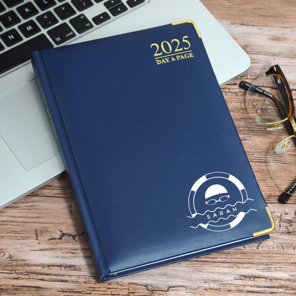 Personalised A5 Diary 2025 With Swimming Design from GiftsOnline4U