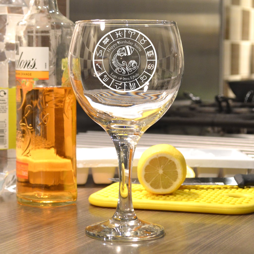 Personalised Aquarius Gin Glass