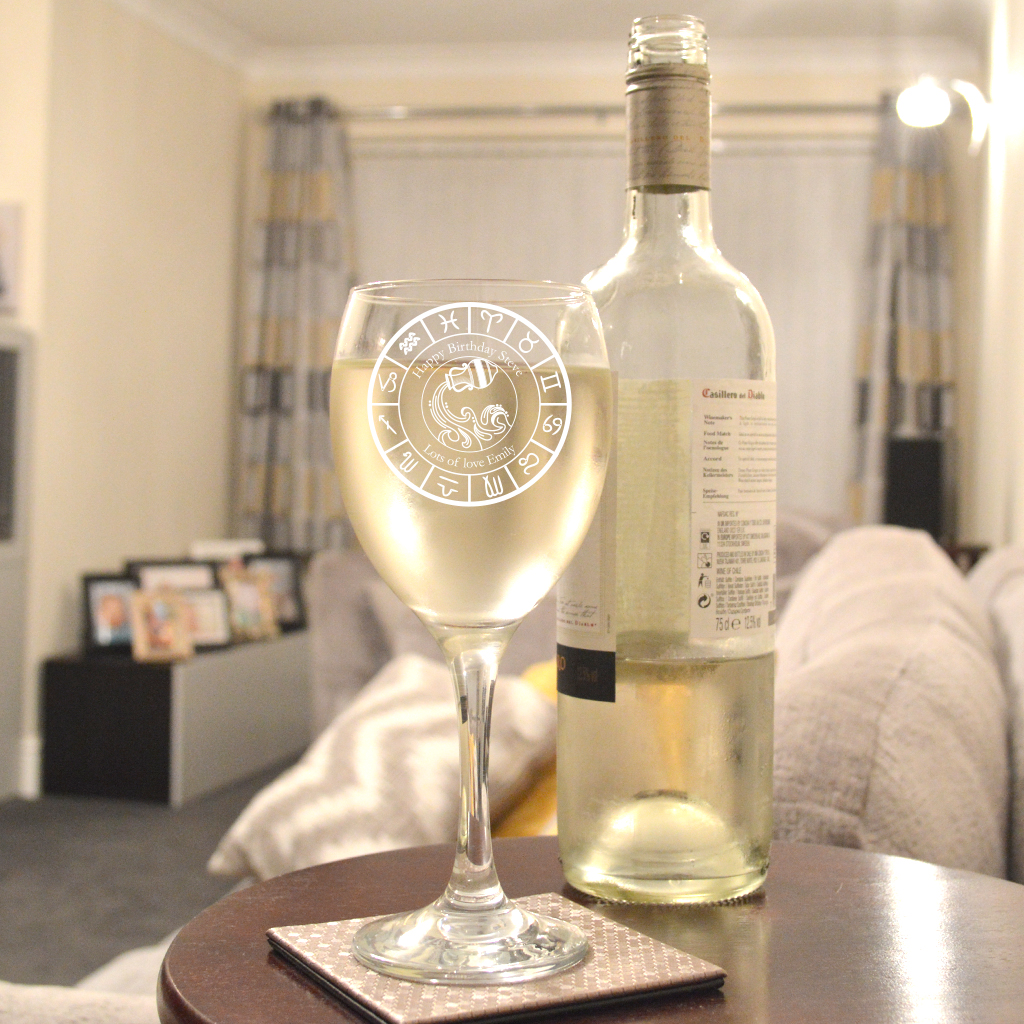 Aquarius Personalised Wine Glass