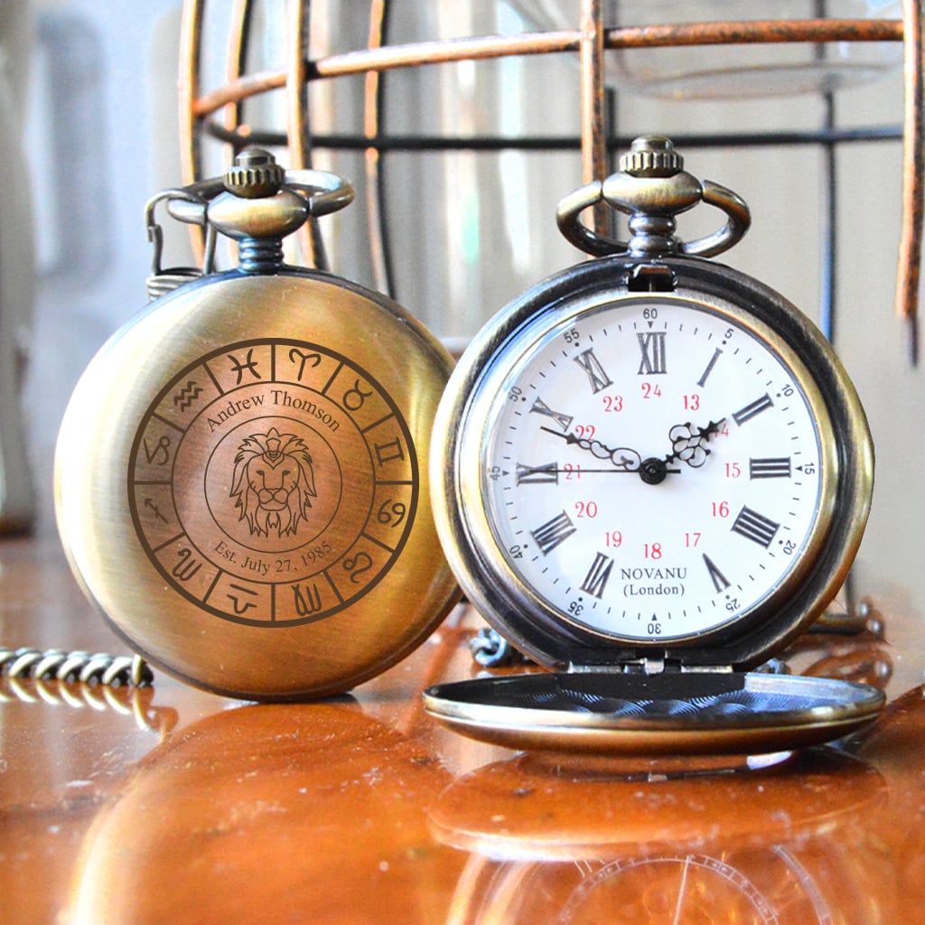 Personalised Leo Design Pocket Watch from GiftsOnline4U