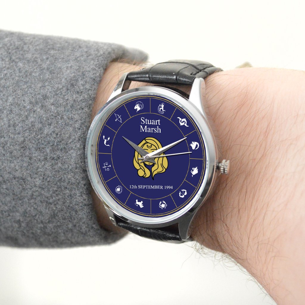 Personalised Virgo Design Blue Wrist Watch