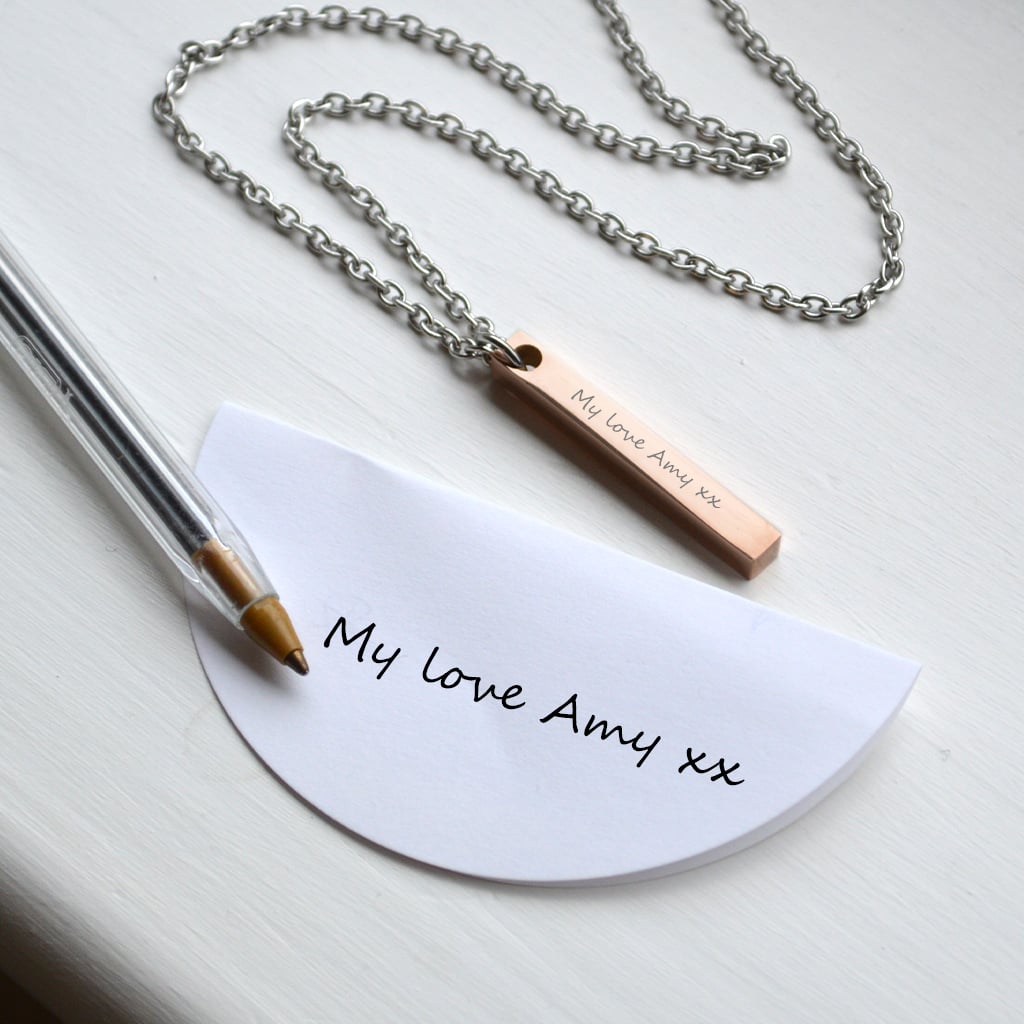 Personalised Rose Gold Handwriting Pendant from GiftsOnline4U