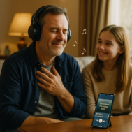 Dad listing to his song